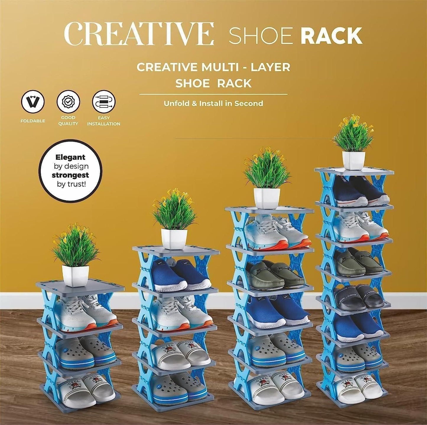 New- Step Vault™ Smart Foldable 4 Layer Shoe Rack